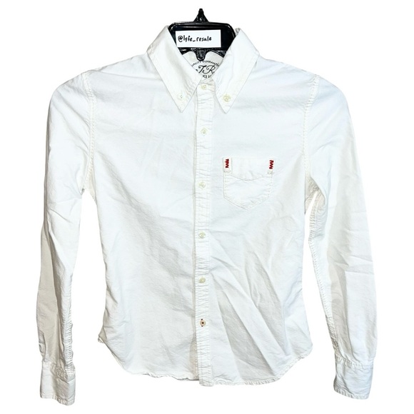 True Religion Shirt Women’s Size XS White Button Front Long Sleeve Casual - Picture 1 of 7